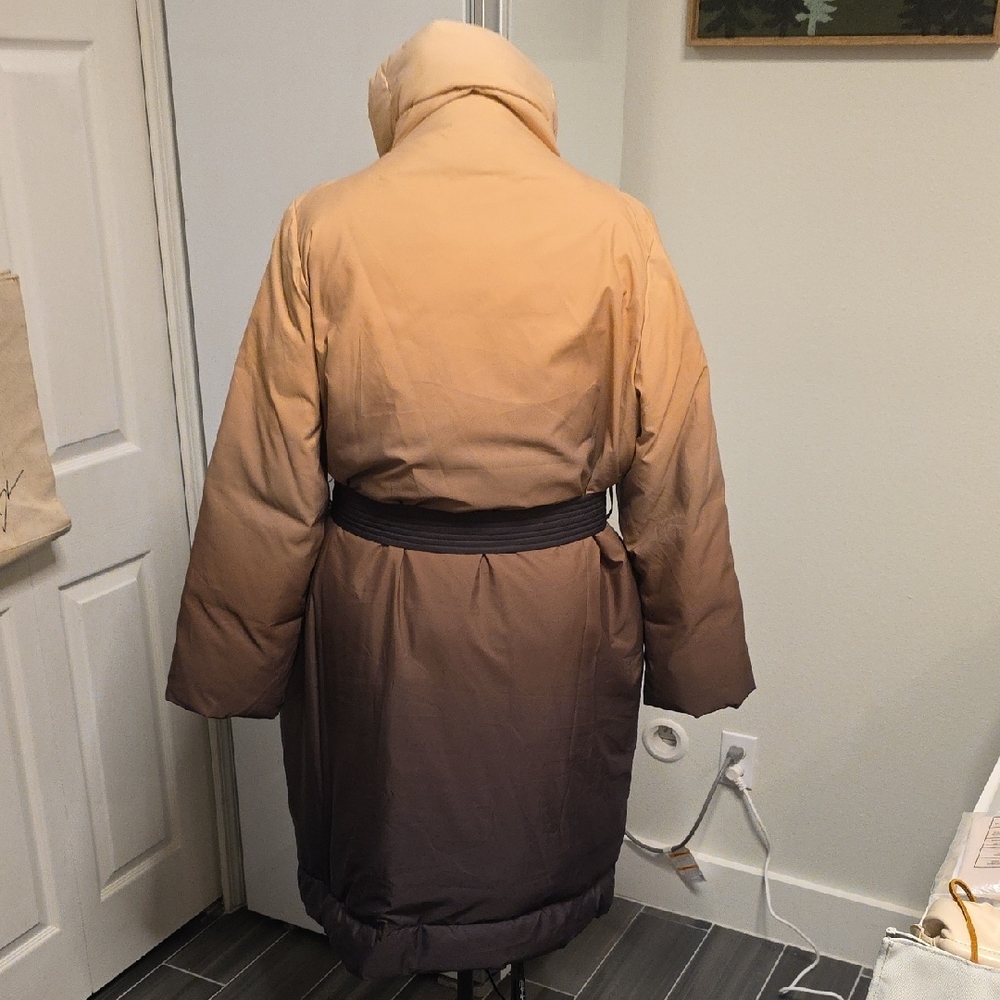Marina Rinaldi Beige and Black Puffer Coat - Picture 3 of 12